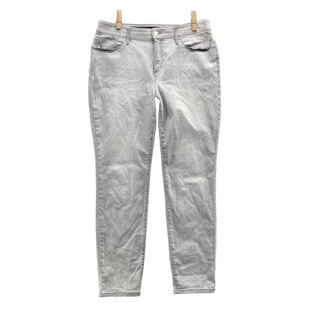 Chico's Jeans Women 12 34x28* Gray Comfort Band Slim Preppy Academia Classic 90s